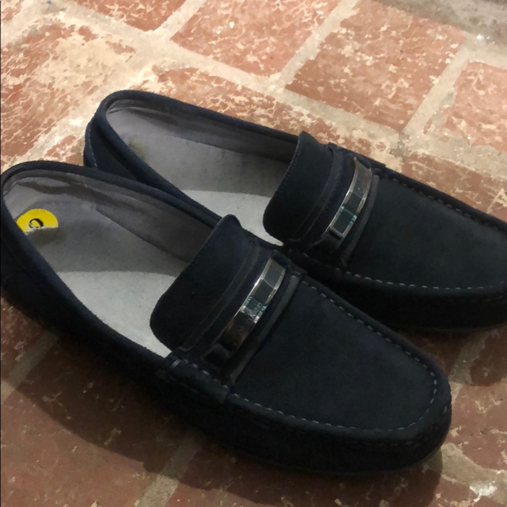 Calvin Klein blue suede loafers